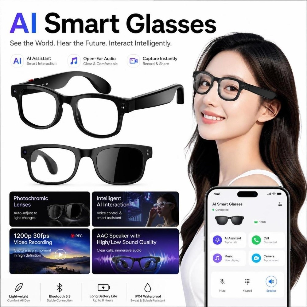Smart Glasses Lens - Occhiali Smart AI 2 in 1