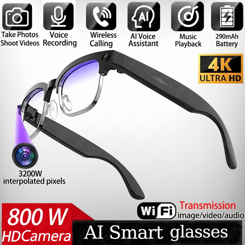 Smart Glasses Lens - Occhiali Smart AI 4K con Fotocamera